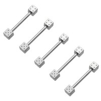 Surgical Steel Straight Barbells with Dices