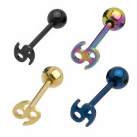 Titanium Anodized Straight Barbells with Cutting 69 Designs