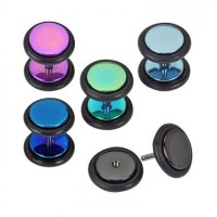 Titanium Anodized Surgical Steel Fake Plugs Faux Ear Plugs with Rubber O-rings