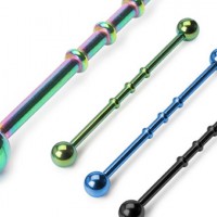Titanium Anodized Surgical Steel Notched Industrial Barbells