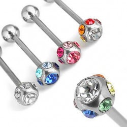Straight Barbell with Single 7 Crystals Gem Ball