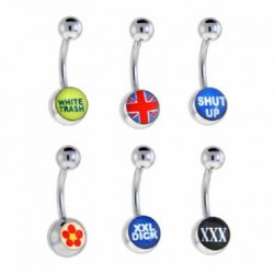 Picture Logo Surgical Steel Navel Belly Ring