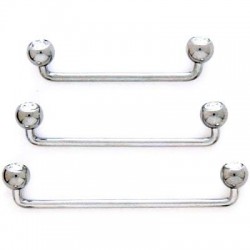 Surgical Steel 90 Degree Staple Surface Barbell with Double Jeweled Balls