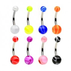 Belly Button Rings with Acrylic UV Marble Balls