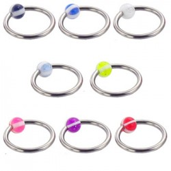 Surgical Steel Captive Bead Rings with Strip Color Acrylic UV Ball