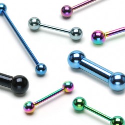 Titanium Anodized Surgical Steel Ball Straight Barbells