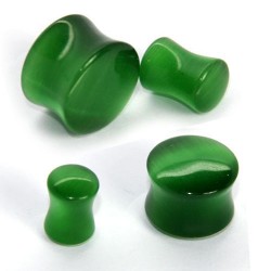 Arc Sides Green Cate Eye Double Flare Stone Plugs