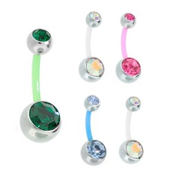 Bioflex Belly Button Ring with Double Gem Balls