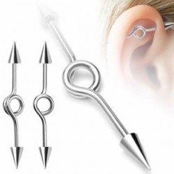 Cone Surgical Steel Industrial Barbell with Circle in Center