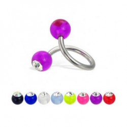 Jeweled Acrylic UV Balls Surgical Steel Sprial / Twister Barbells