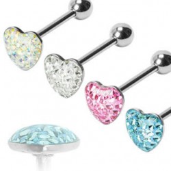 Epoxy Crystaline Heart Surgical Steel Straight Barbells
