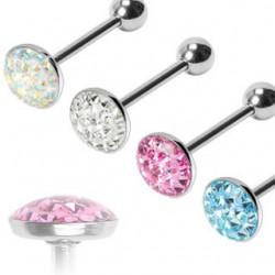 Epoxy Crystaline Disk Surgical Steel Straight Barbells