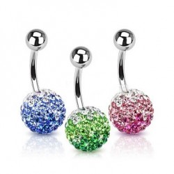 Layered Color Multi Crystaline Ferido Ball Navel Belly Rings