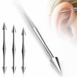 Surgical Steel Diamond-cut Industrial Barbell with Cones
