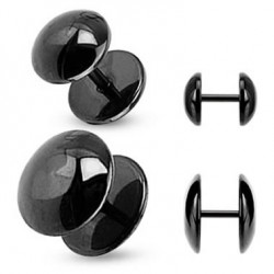 Black Anodized Surgical Steel Dome Fake Plugs Faux Ear Plugs
