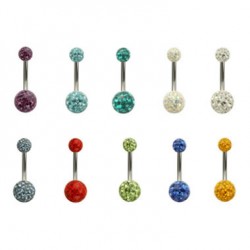 Double Epoxy Crystaline Ferido Ball Surgical Steel Navel Belly Ring