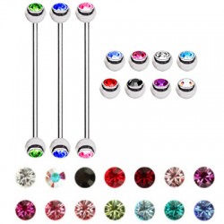 Double Jeweled Ball Surgical Steel Industrial Barbells