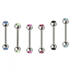 Surgical Steel Double Gem Ball Straight Barbells