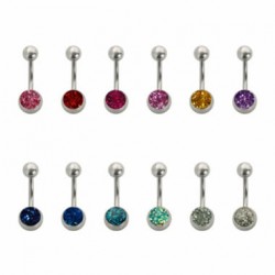 Belly Button Ring with Epoxy Glitter 8mm Ball