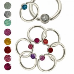 Epoxy Glitter Ball Surgical Steel Captive Bead Rings