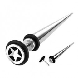 Surgical Steel Star Disc Fake Taper Faux Ear Tapers with Rubber O-rings