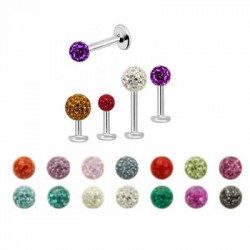 Epoxy Crystaline Ferido Ball Surgical Steel Labrets / Monroes