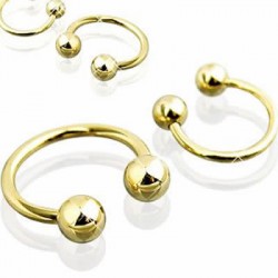 Gold Plated Ball Surgical Steel Circular Barbells / Horseshoes