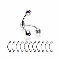 Jeweled Surgical Steel Banana / Curved Barbells