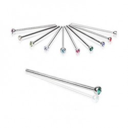 Surgical Steel Fishtail Nose Stud Ring with Glue Gem