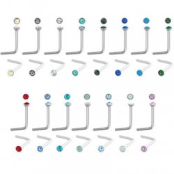 Surgical Steel Jeweled L-shaped Nose Stud Rings