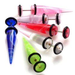 Marble Acrylic UV Fake Tapers Faux Ear Plug Tapers