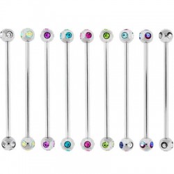 Multi Crystals Ball Surgical Steel Industrial Barbells