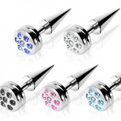 Multi Crystal Disc Cone Fake Plugs Faux Ear Plugs