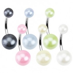 Belly Button Rings with Pearlish Coated Acrylic UV Balls