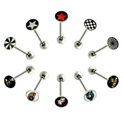Surgical Steel Straight Barbells with Picture Logo Disc