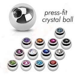 Surgical Steel Press-set Gem Ball Body Jewelry Parts