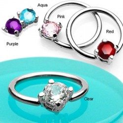 Prong Set Round CZ Surgical Steel Captive Bead Rings