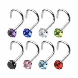 Prong Set Round CZ Nose Screw Nose Stud Rings