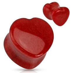 Red Jade Heart Shaped Stone Plugs