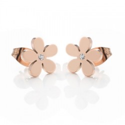 18K Rose Gold Plated Crystal Flower Stainless Steel Ear Studs