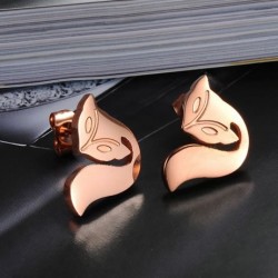 18K Rose Gold Plated Cutting Fox Stainless Steel Ear Studs