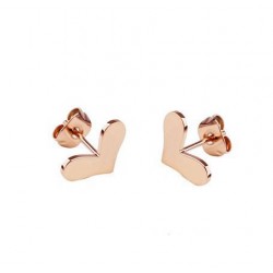 18K Rose Gold Plated Cutting Heart Stainless Steel Ear Studs