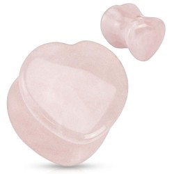 Rose Quartz Heart Shaped Stone Plugs