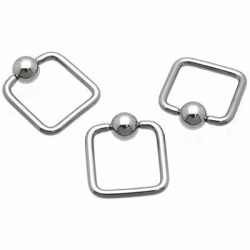 Square Surgical Steel Captive Bead Rings