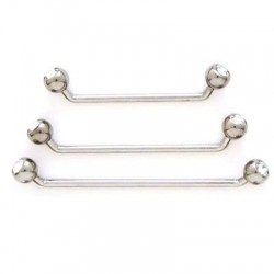 Surgical Steel 45 degree Staple Surface Barbells with Double Jeweled Balls