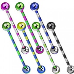 Striped Titanium Anodized Surgical Steel Industrial Barbells