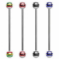 Striped Color Ball Surgical Steel Industrial Barbells
