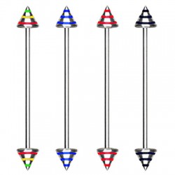 Striped Color Cone Surgical Steel Industrial Barbells
