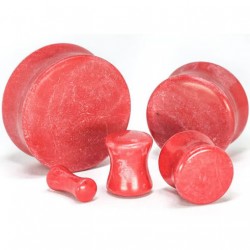 Synthetic Red Coral Double Flare Stone Plugs