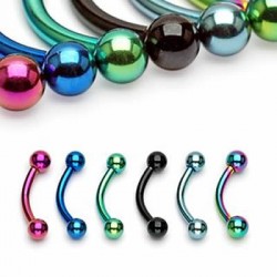 Titanium Anodized Surgical Steel Banana / Curved Barbells